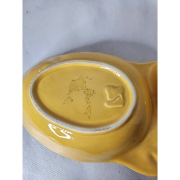 Vintage Silea Pottery French Yellow Porcelain Olive Serving Dish Divided - Picture 6 of 9